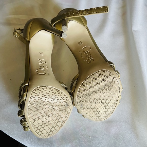 Circus by Sam Edelman Women's Gold Ankle Strap Stiletto Sandals Size 5.5 - Picture 6 of 8